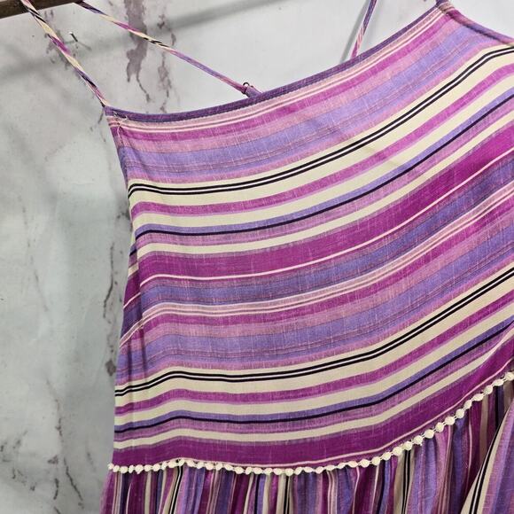 Anthropologie Dress Womens Small Purple Striped Maxi Boho Cover Up Tiered - Picture 4 of 15
